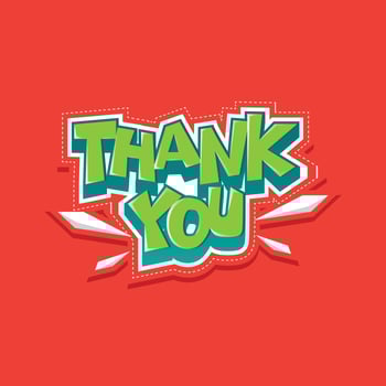 Thank You Typography Sticker Vector