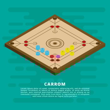 Isometric Carrom Vector Illustration