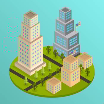 Flat Isometric NYC Vector Illustration