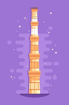 Potrait Of Qutub Minar Free Vector
