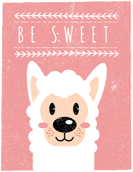 Scandinavian Style Alpaca Wall Art - Be Sweet vector