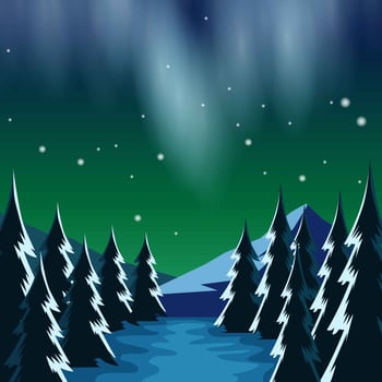 Northern Lights Landscape vector
