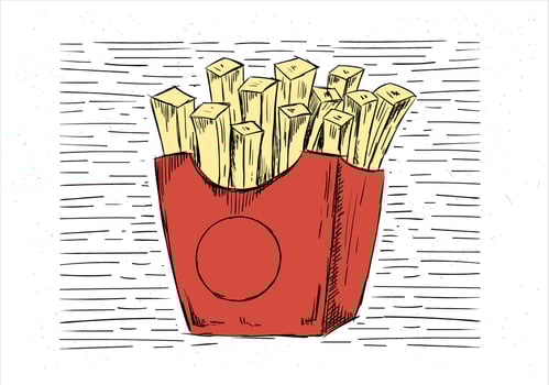 Hand Drawn Vector Fries Illustration
