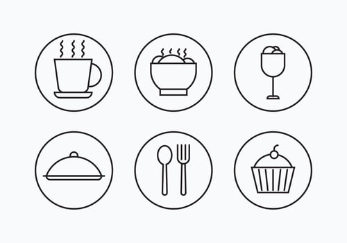 Charcuterie Simple Outline Icons vector