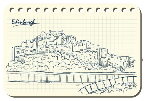Edinburgh Sketch In Book Illustration vector