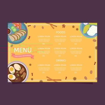 Thailand Food Menu Vector Template