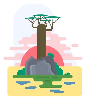 Flat Baobab Tree vector