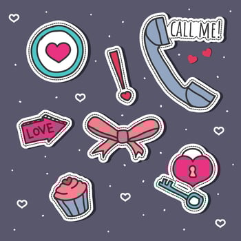 Romantic  Stickers Set Vector
