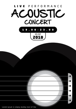 Black and White Acoustic concert poster vector