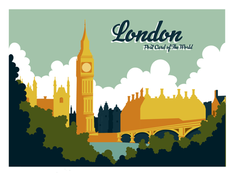 London Postcard Vector