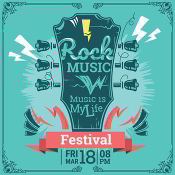 Rock music festival. Poster background template. Guitar abstract  vector