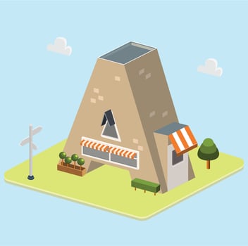 Isometric Letter A Typography Vector