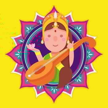 Saraswathi Vector Illustration