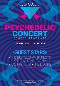 Simple Psychedelic Concert Poster Template vector