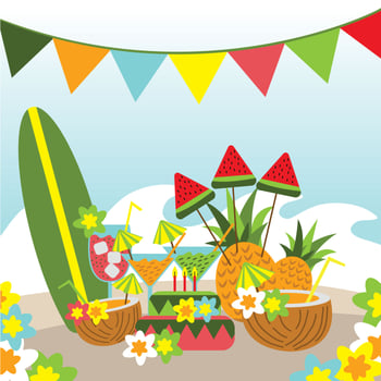Polynesia Birth Day Party Elements vector