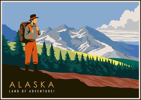 Vintage Postcard From Alaska vector