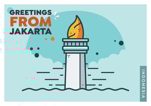 Jakarta Postcard Vector