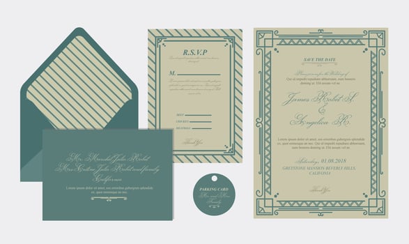 Art Deco Wedding Card vector