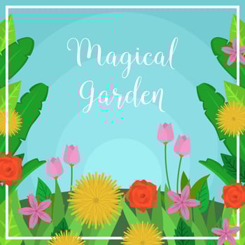 Flat Magical Garden Vector Illustration