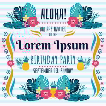 Polynesian Birthday Invitation Vector