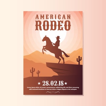 Wild West With Cowboy Rodeo Show Flyer Templates vector