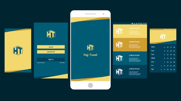 Hajj Travel Mobile App Gui vector