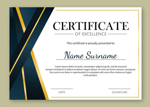 Gold Details Certificate of Excellence Template vector