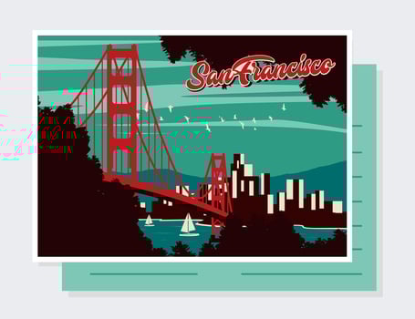San Francisco Postcard Vector