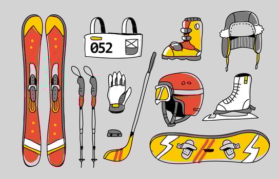 Winter Sport Olympic Kit Hand Drawn Vector Illustration