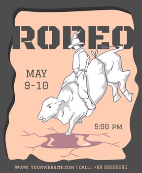 rodeo party flyer design template vector