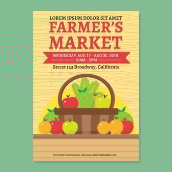 Farmers's market flyer vector template