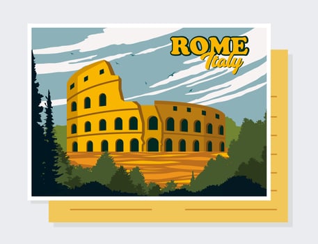 Rome Italy Postcard Vector