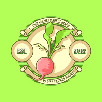 Vintage Radish Farmers Market Logo Vector