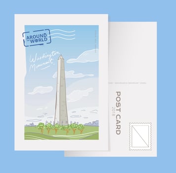 Washington Monument Landmark Postcard Vector Illustration