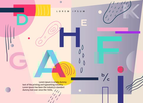 Alphabet Abstract Memphis Background Vector Flat 