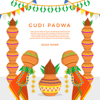 Flat Gudi Padwa Vector Illustration