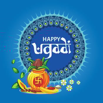 Template Greeting Card Set Holiday Accessories for Happy Ugadi vector