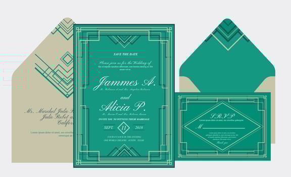 Art Deco Wedding Card vector