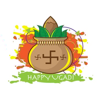 Happy Ugadi Vector Decoration