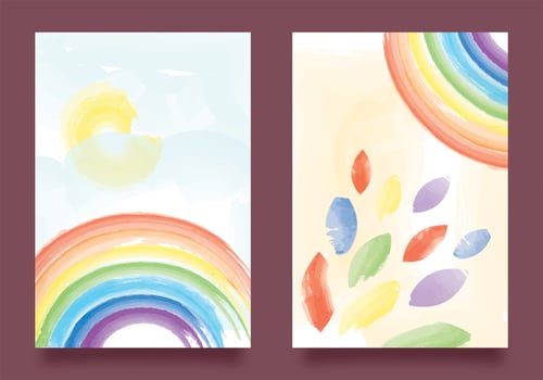 Watercolor Rainbow on Paper Vector Design