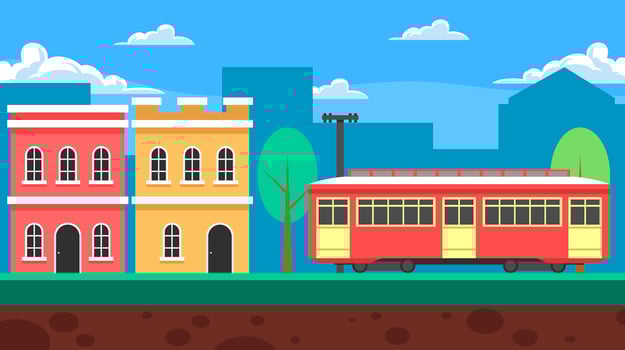 New Orleans Streetcar Landscape Background Vector