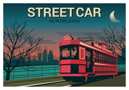 New Orleans Streetcar Illustration vector