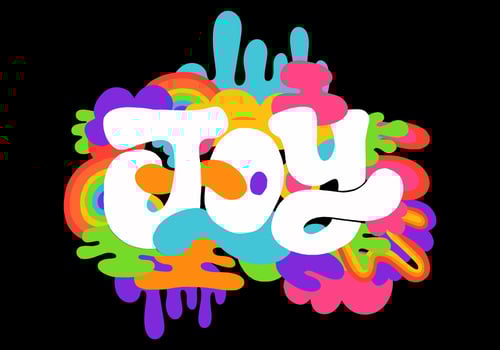 colorful retro joy lettering vector