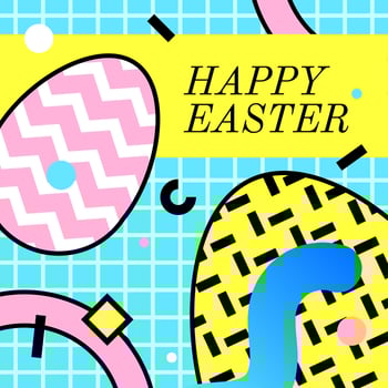 Happy Easter Greeting Memphis Vector