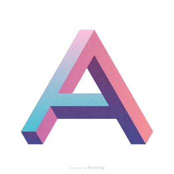 Isometric Letter A Typography Vector Design