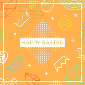 happy easter memphis Style Vector Background