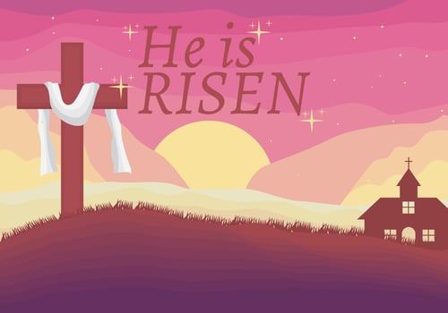 He is Risen typography vector