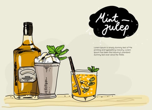 Fresh Mint Julep hand Drawn Vector Illustration 