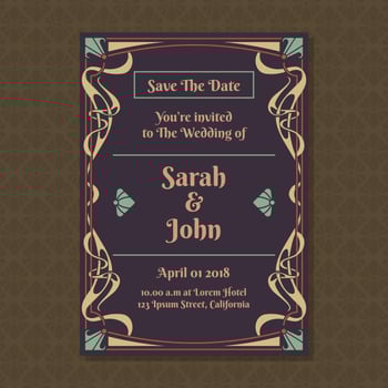 Invitation Cards With Art Nouveau Ornament Template vector