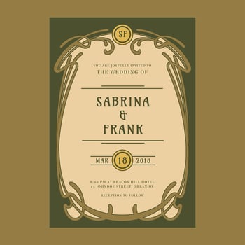 Art Nouveau Elements Wedding Invitation Vector